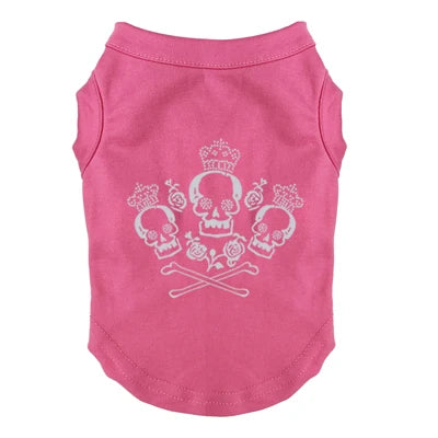Rose Reaper Pup Tank – Skull Print Dog T-Shirt For Tiny Hellraisers (All Seasons)