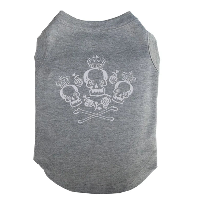 Rose Reaper Pup Tank – Skull Print Dog T-Shirt For Tiny Hellraisers (All Seasons)
