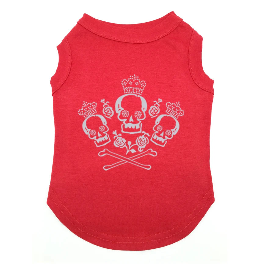 Rose Reaper Pup Tank – Skull Print Dog T-Shirt For Tiny Hellraisers (All Seasons)
