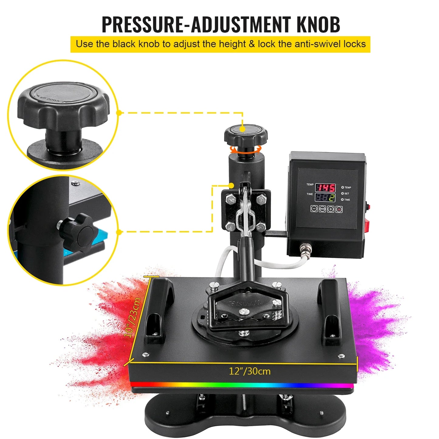 VEVOR PRO-X 650W Precision Heat Press 12x10 – Industrial-Grade 360° Swing Sublimation Transfer Machine for T-Shirts & Garments