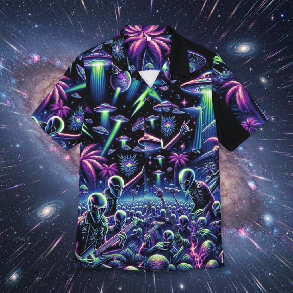 👽 Galactic Party Hawaiian Shirt: The Retro Beachwear Statement Drop 🏝️
