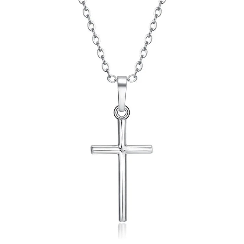 Golden & Silver Crystal Jesus Cross Pendant Necklace – Fashion Jewelry for Men & Women, Trendy Faith-Inspired Statement Piece