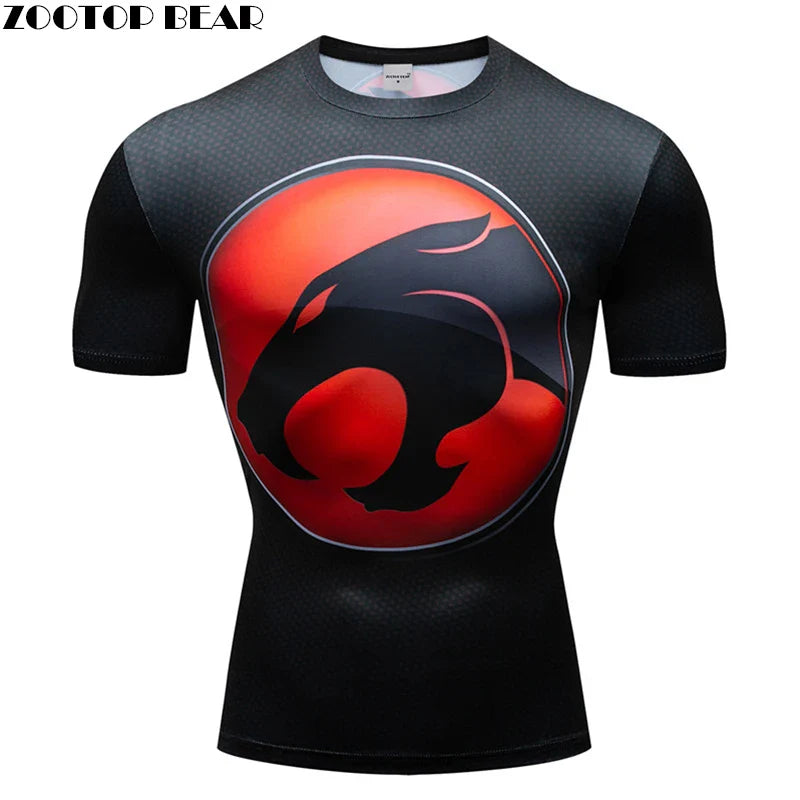 3D Printed Superhero Compression T-Shirt for Men, Comic Cosplay & Sports Quick-Dry Fitness Top, Summer Short Sleeve (S-3XL)