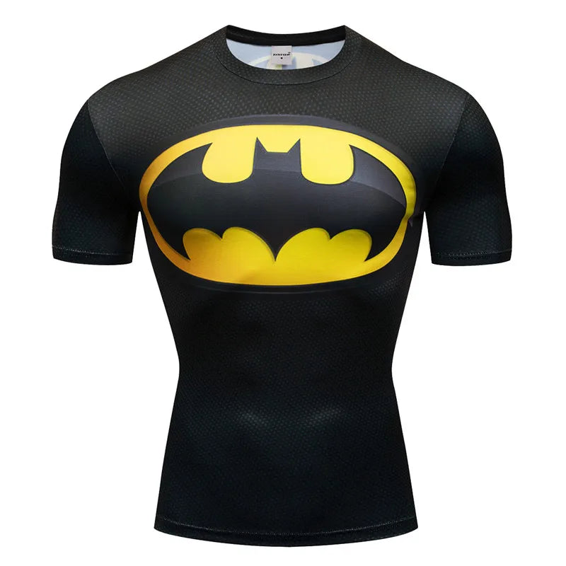 3D Printed Superhero Compression T-Shirt for Men, Comic Cosplay & Sports Quick-Dry Fitness Top, Summer Short Sleeve (S-3XL)
