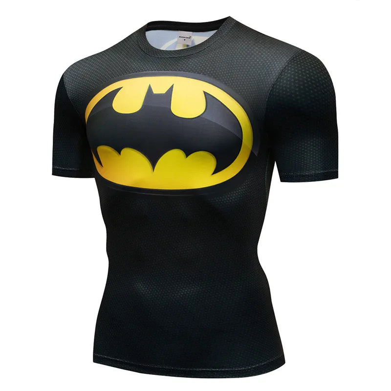 3D Printed Superhero Compression T-Shirt for Men, Comic Cosplay & Sports Quick-Dry Fitness Top, Summer Short Sleeve (S-3XL)