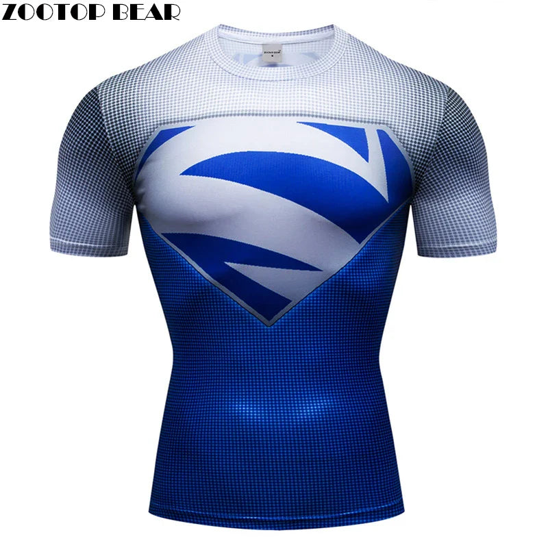 3D Printed Superhero Compression T-Shirt for Men, Comic Cosplay & Sports Quick-Dry Fitness Top, Summer Short Sleeve (S-3XL)