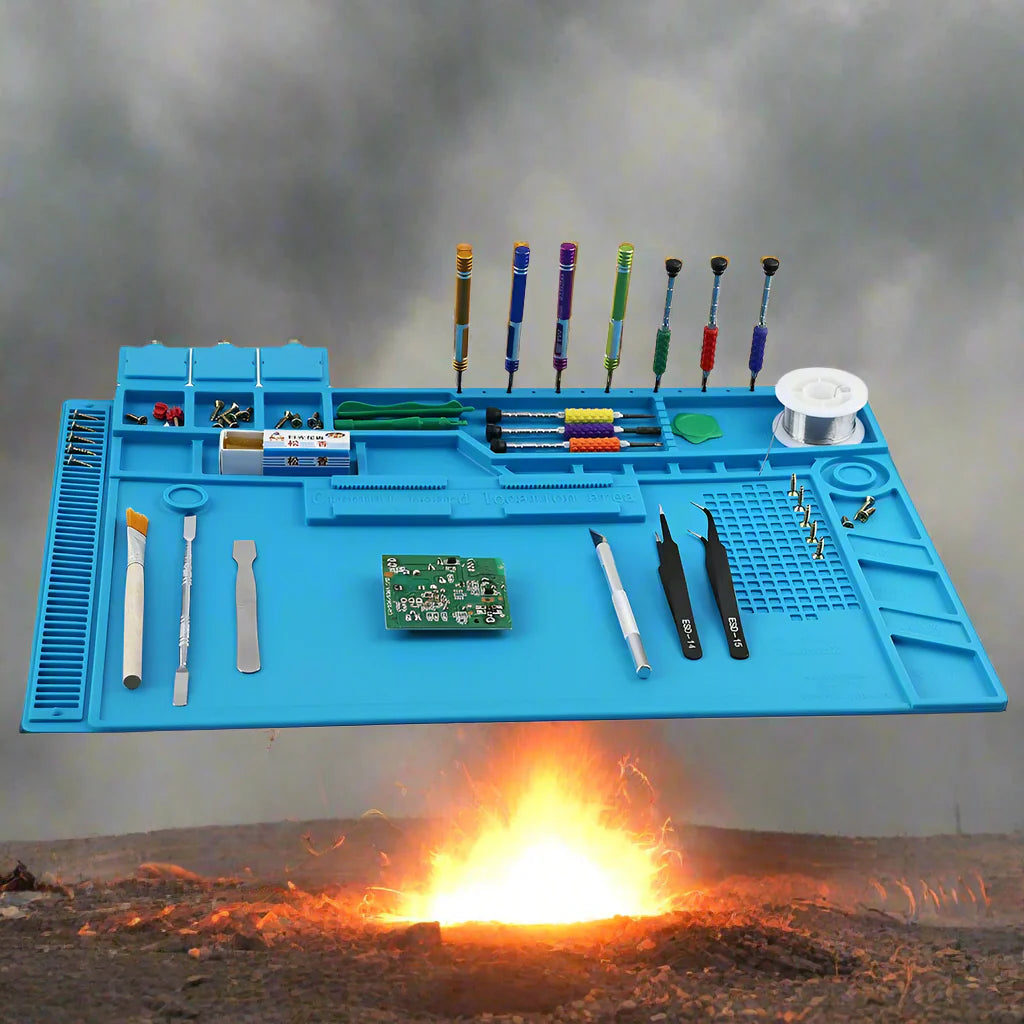 InfernoGrip™ Pro Heat-Resistant Magnetic Soldering Mat – 932°F Anti-Static Silicone Workstation for Electronics Repair