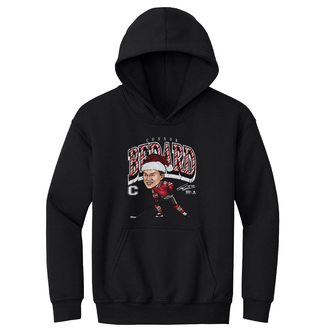 Connor Bedard Chicago Cartoon Santa Hat WHT