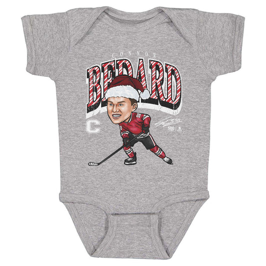 Connor Bedard Chicago Cartoon Santa Hat WHT
