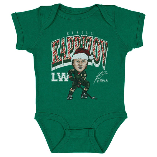 Kirill Kaprizov Minnesota Cartoon Santa Hat WHT