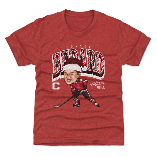 Connor Bedard Chicago Cartoon Santa Hat WHT