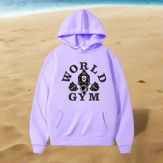 World Gym Harajuku Fleece Hoodie – Hip Hop Streetwear Pullover For Men And Women