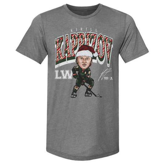 Kirill Kaprizov Minnesota Cartoon Santa Hat WHT