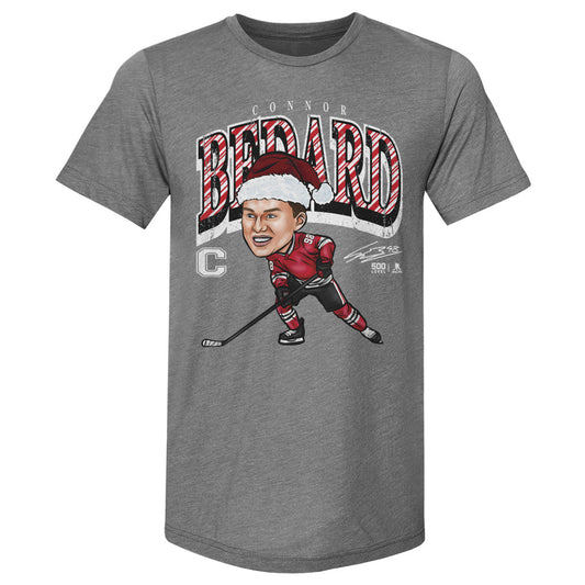 Connor Bedard Chicago Cartoon Santa Hat WHT