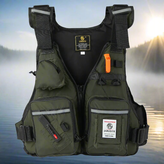 “DEADFLOAT 110” Tactical Life Vest – Pro-Grade Buoyancy Fishing Vest with Multi-Gear Pockets & Emergency Whistle for Men Who Refuse to Sink