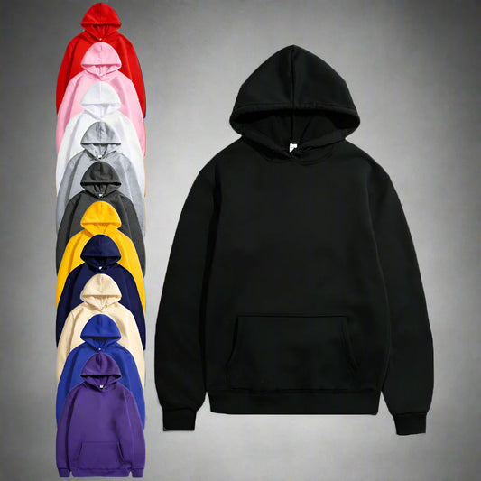 LETSNAGOU Unisex Fleece Hoodie – Solid Color Pullover Sweatshirt with Hood & Pocket – Loose Fit Casual Sportswear for Spring & Autumn