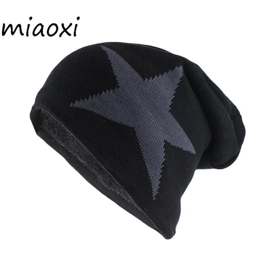 New Big Star Winter Warm Hat for Men & Women – Knitted Wool Beanies, Geometric Skullies, Casual Winter Hat for Outdoor Adventures