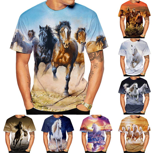 New Fashion 3D Printed Animal Horse T-Shirt for Men and Women – Creative Casual Tee, Lightweight & Quick-Dry