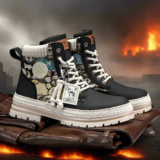 "Riot Fuel" Men's Street Platform Combat Boots – 2025 Limited Ankle-Lace Designer Desert Kickers for Cold-War Winters