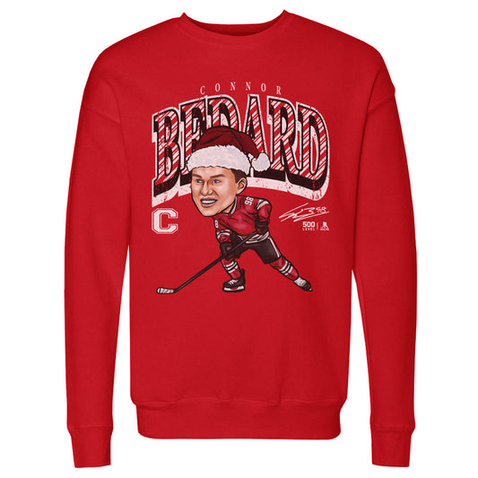 Connor Bedard Chicago Cartoon Santa Hat WHT
