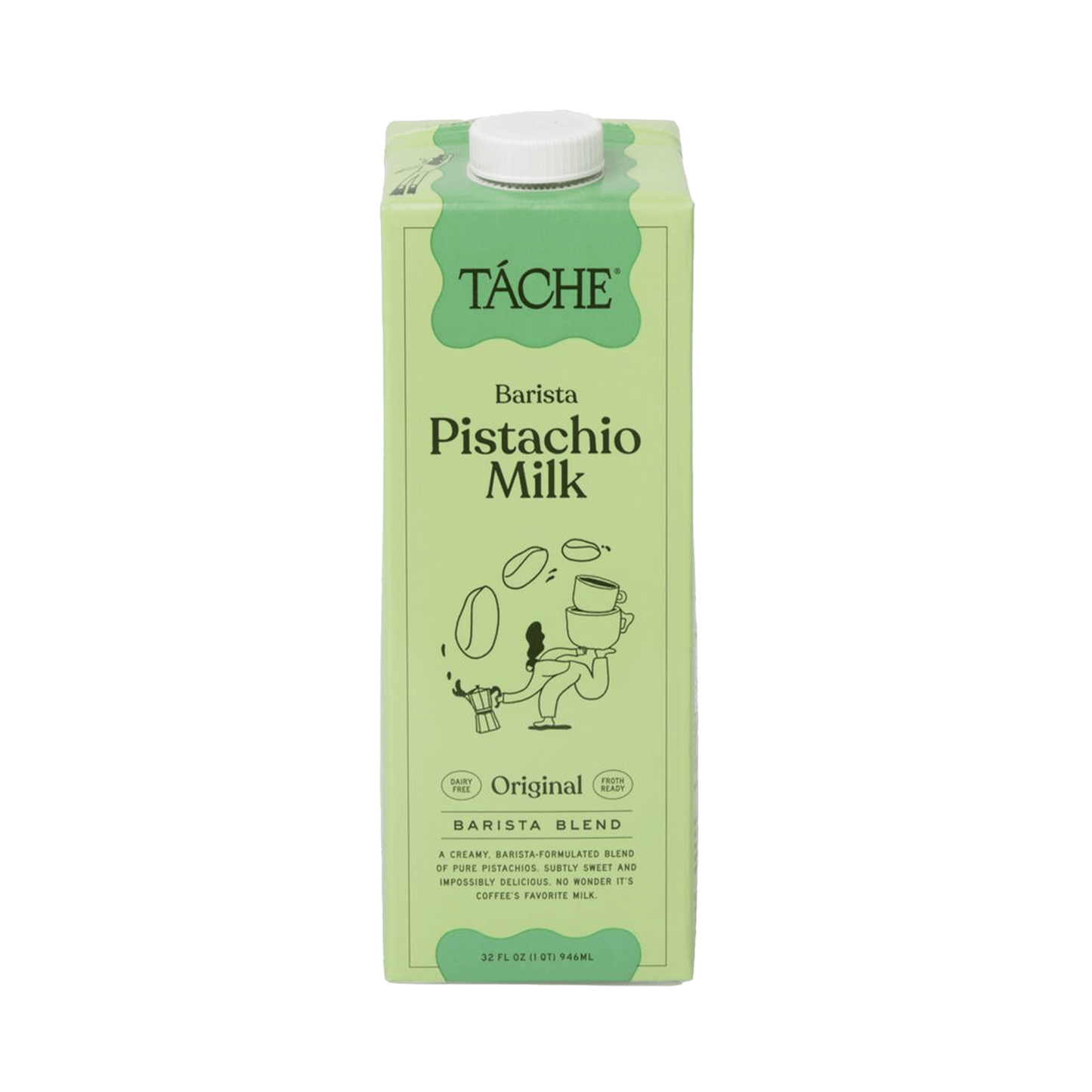 Táche Barista Edition Pistachio Nut Milk - 4 cases of 6, 32oz cartons (24 total)