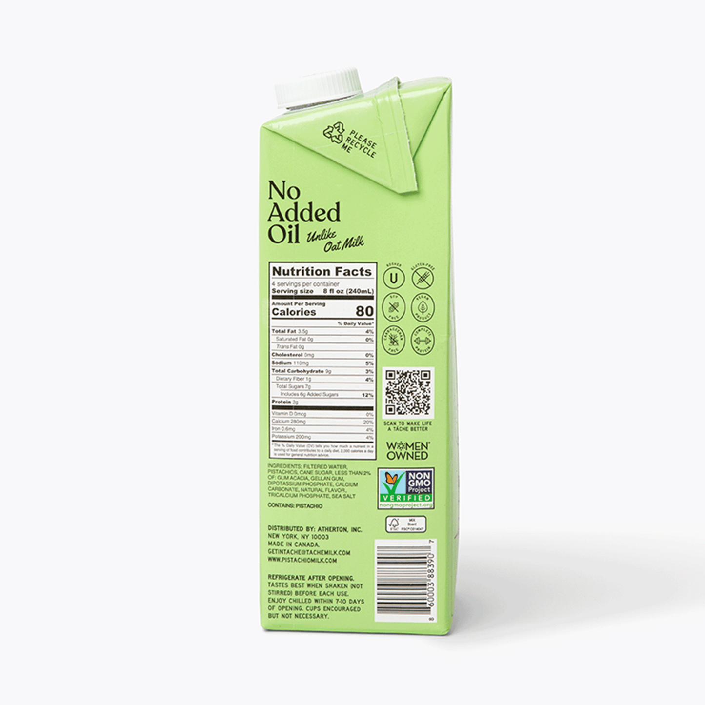 Táche Barista Edition Pistachio Nut Milk - 4 cases of 6, 32oz cartons (24 total)