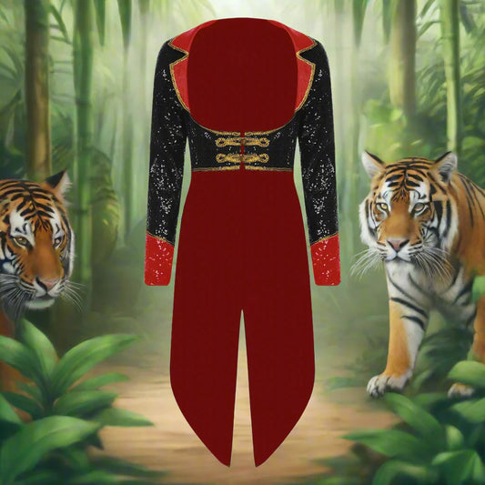 Women’s Circus Ringmaster Sequin Tailcoat Jacket – Magician Cosplay Costume for Halloween and Carnival