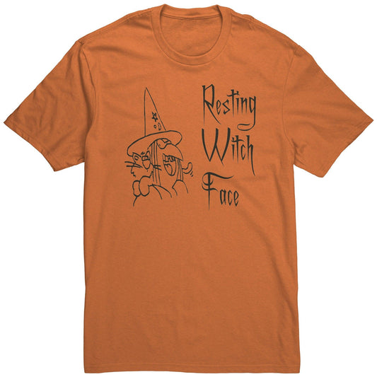 Resting Witch Face in Evil Font with an Image of a Woman and Her Cat - HALLOWEEN Special Muliti Colored Unisex Tee Shirt
