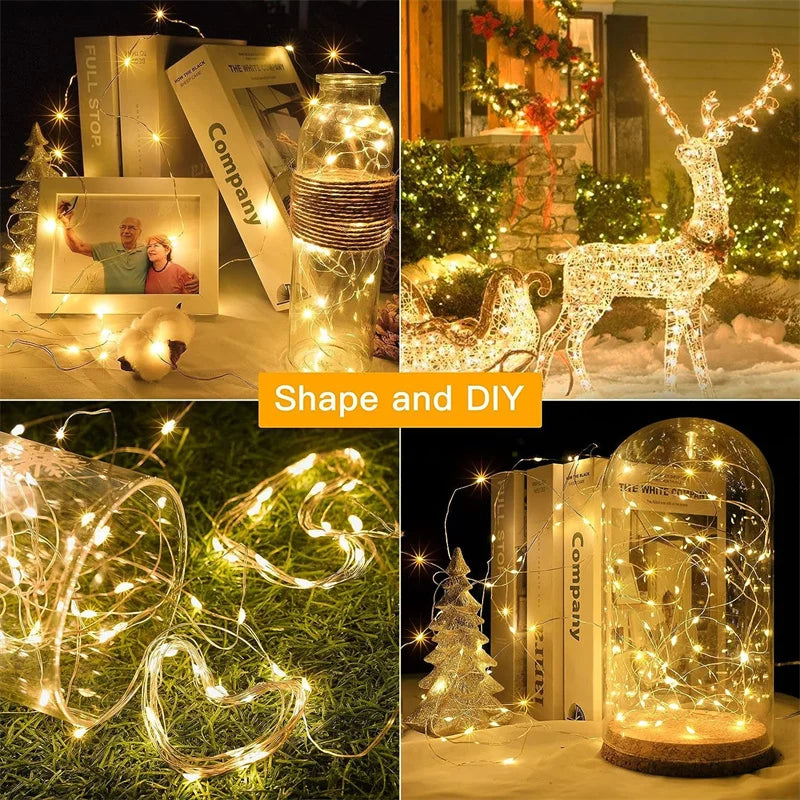 THOOBO! SparkLoom LED Curtain Fairy Lights — 8-Mode USB Remote Festoon String for Christmas, New Year & Home Décor ✨