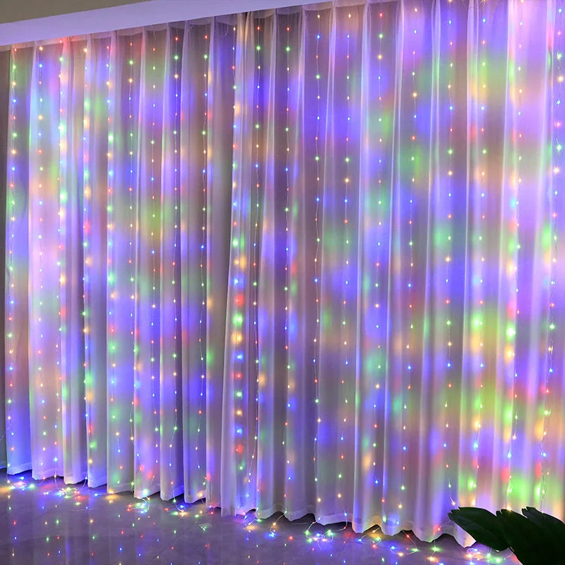 THOOBO! SparkLoom LED Curtain Fairy Lights — 8-Mode USB Remote Festoon String for Christmas, New Year & Home Décor ✨