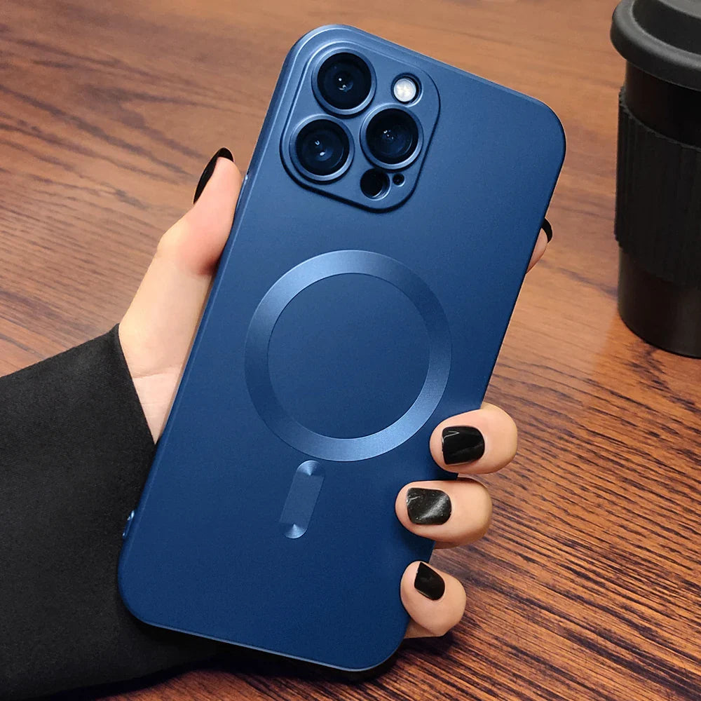 MagSafe Matte Magnetic Shockproof iPhone Case – Wireless Charging Ready ⚡📱