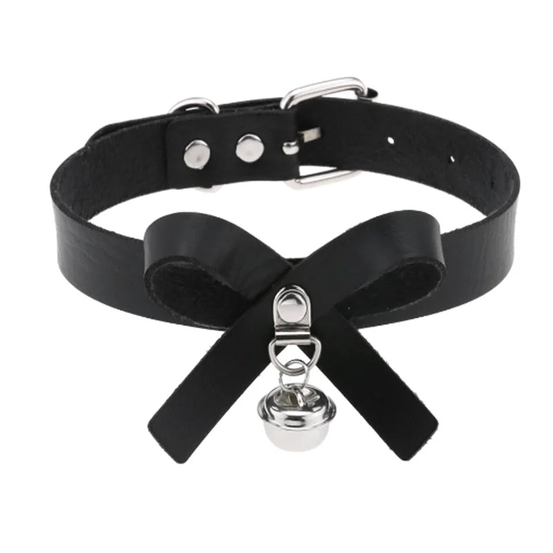 Harajuku Punk Rock Goth Choker - PU Leather Rivet Heart Cross Spike Necklace for Women, Hip Hop Bondage Jewelry