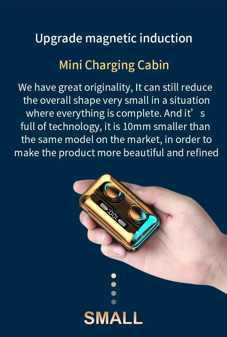 F9 PulsePods – Waterproof HiFi Bass Earbuds with LED Charge Display + Power Bank Case | Bluetooth 5.0, Touch Control, Noise-Canceling