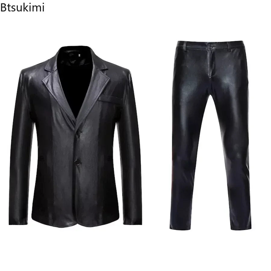 Men's Suit Sets Shiny Gold 2 Pieces Suits Chic Blazer+Pants Sets Stage Perform Clothes Party Nightclub Dancer Costume Sets Men