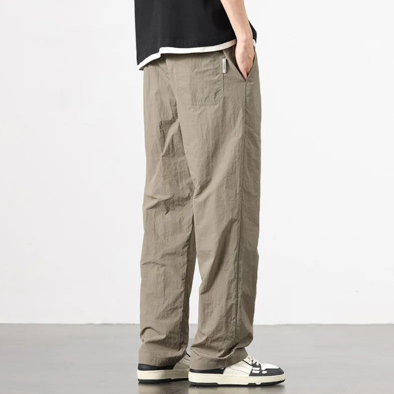 KUBRO Ice Silk Men’s Summer Power Pants – Breathable Black & Gray Business Casual Straight-Leg Sweatpants