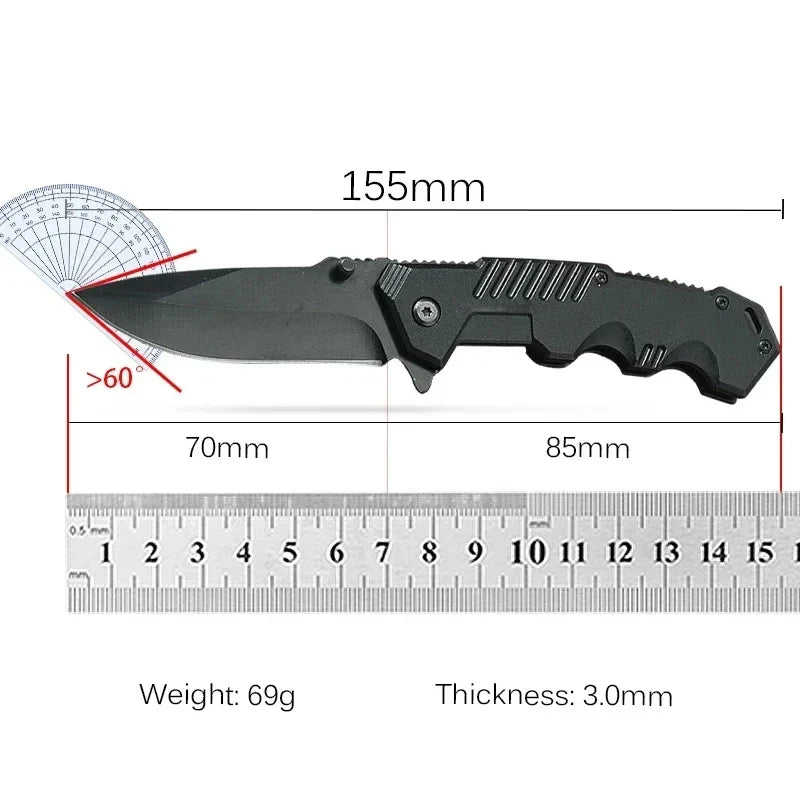 AUSUM 200mm Tactical EDC Pocket Knife – No-Lock Survival-Grade Outdoor Utility Blade for Construction, Hiking, Hunting, and Emergency Use