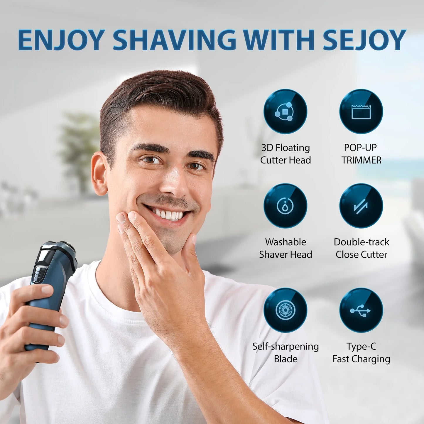 Sejoy VortexCut – 3D Smart Electric Shaver & Beard Tamer for the Clean-Shaven Legend
