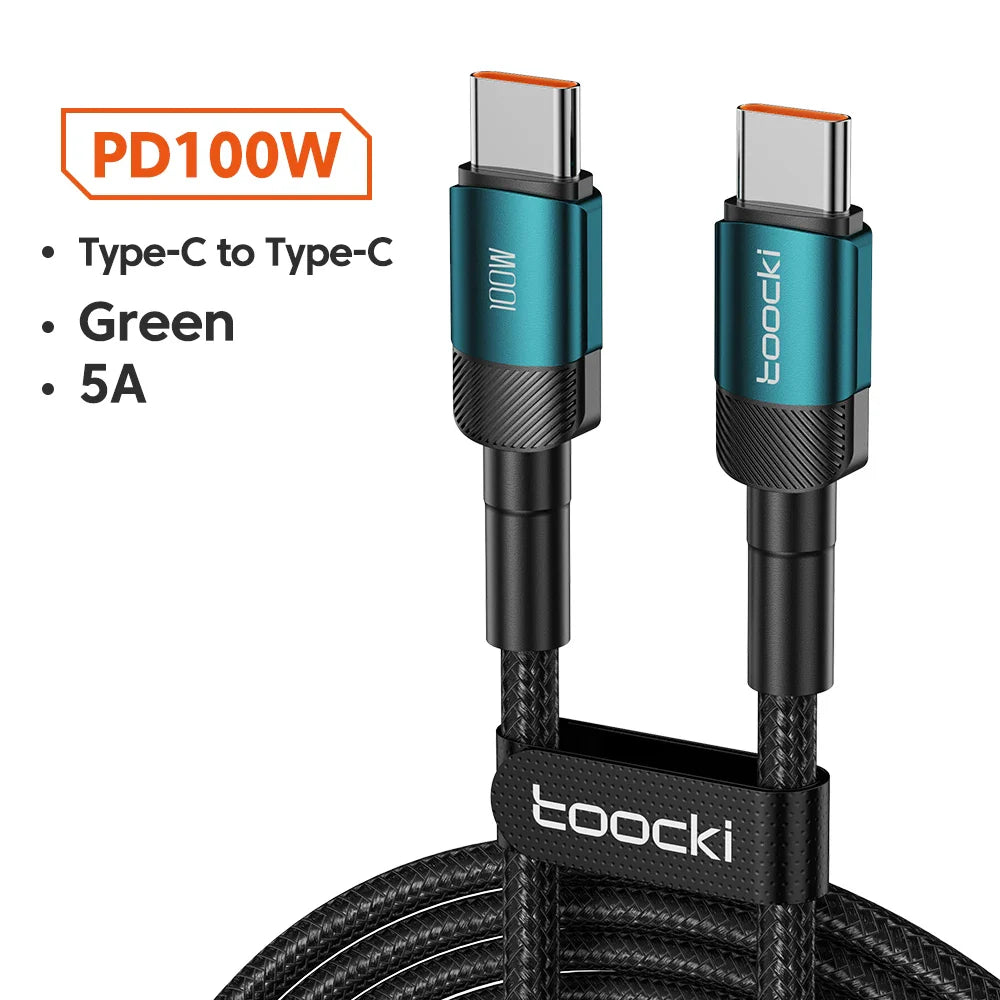 Toocki 100W USB-C to USB-C Fast Charging Cable – PD 3.0 & QC 4.0 High-Speed Charger for iPhone 15, MacBook, Samsung & More ⚡📱💻