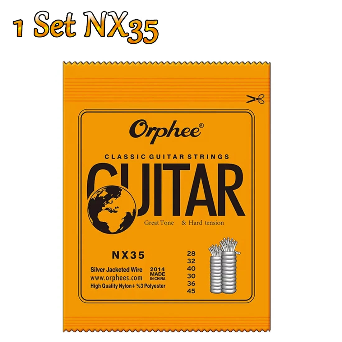 “NX SILVERBLOOD STRING PACK” – 10/50 Set Orphee NX-Series Silver-Plated Nylon Strings | For Classical Guitarists Who Shred in Silence