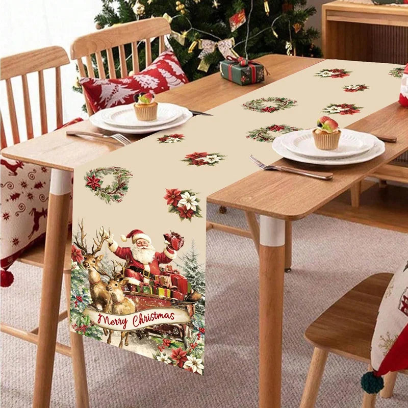 FestiveFeast Christmas Table Runner – Merry Christmas Home Decoration 2025–2026, Holiday Dining Table Decor & New Year Ornament 🎄✨