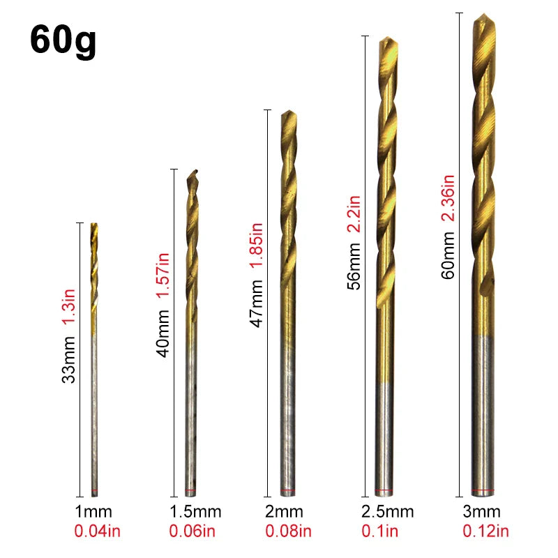 Riff Cut 50pc Titanium Micro Drill Bit Set – 1-3mm High-Speed Steel for DIY Wood & Soft Metal Precision Jobs