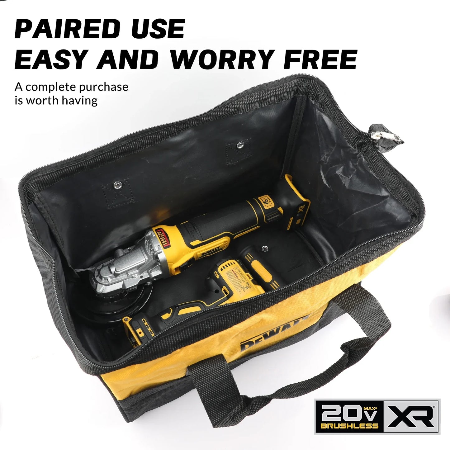 DEWALT DCF880/DCG405FN ProX Combo Kit – Cordless Impact Wrench, Angle Grinder & Drill Set with DWBAG | Brushless Power for Precision Trades