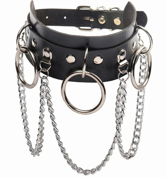 Harajuku Punk Rock Goth Choker - PU Leather Rivet Heart Cross Spike Necklace for Women, Hip Hop Bondage Jewelry