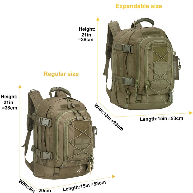 LQARMY 65L Tactical Expandable Warpack – Heavy-Duty Military Grade MOLLE Rucksack for Apocalypse-Ready Hiking, Camping, Travel & Combat