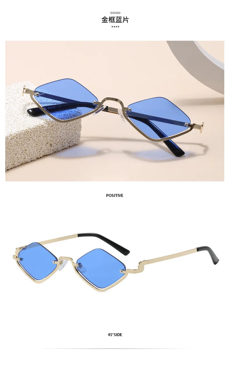 Throwshade Rhombus Cut Retro Sunnies – Geometric UV400 Alloy Frame Sunglasses for That Vintage Rockstar Flex