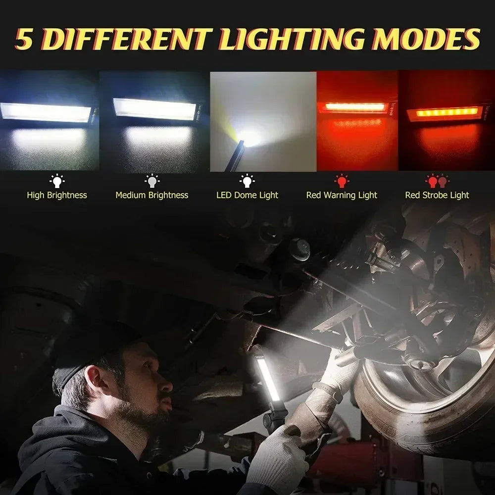 “Grip & Glow Pro” Magnetic COB LED Work Light – Pocket Torch Meets Power Bank