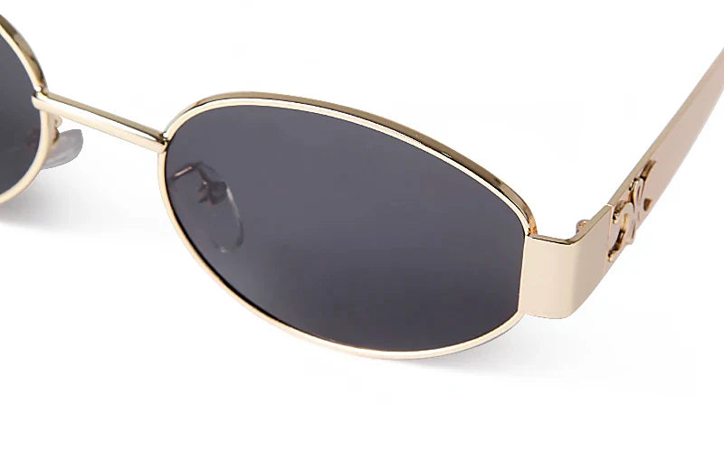 Retro Metal Frame Oval Sunglasses – Vintage 90s UV400 Gradient Shades for Men & Women