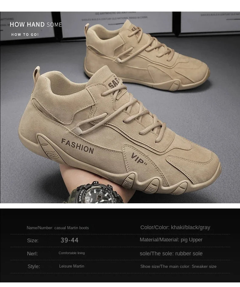 Khaki Riot: Qaawal Combat-Ready Ankle Kicks – Lace-Up Street Boots for Rock-Hardened Casuals