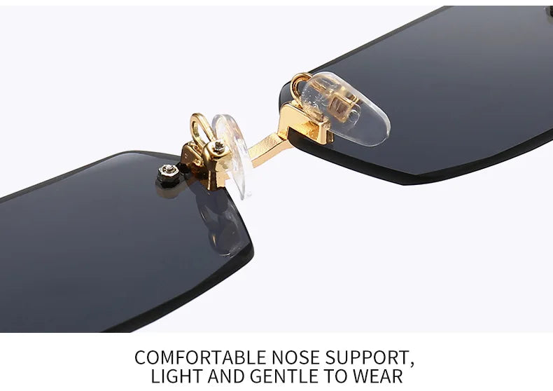 RMM Rectangle Rimless Mirror Sunglasses – Small Square Fashion Shades For Women And Men (Summer Travel Edition)