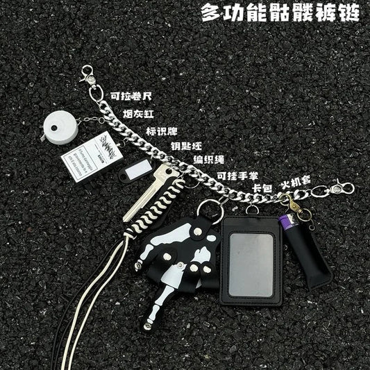 “CHAIN OF THE DAMNED” Skeleton Palm Punk Pants Chain – Stage-Grade Multi-Hook Key Hanger & Waist Wrecker